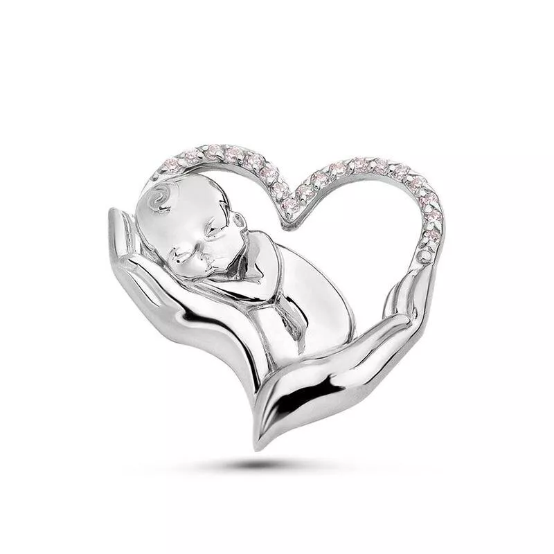Hanreshe Obstetrics Baby Mother Love Brooch Pins Inlaid Crystal Silver Plated Lapel Badge Jewelry for Doctor Nurse Women