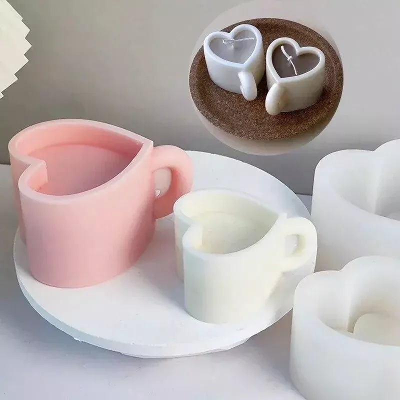 DIY Love Heart Mug Silicone Candle Mold Large Aromatic Gypsum Resin Soap Baking Mould Handmade Home Decor Valentine's Day Gifts DIY Love Heart Mug Silicone Candle Mold Large Aromatic Gypsum Resin Soap Baking Mould Handmade Home Decor Valentine's Day Gifts
