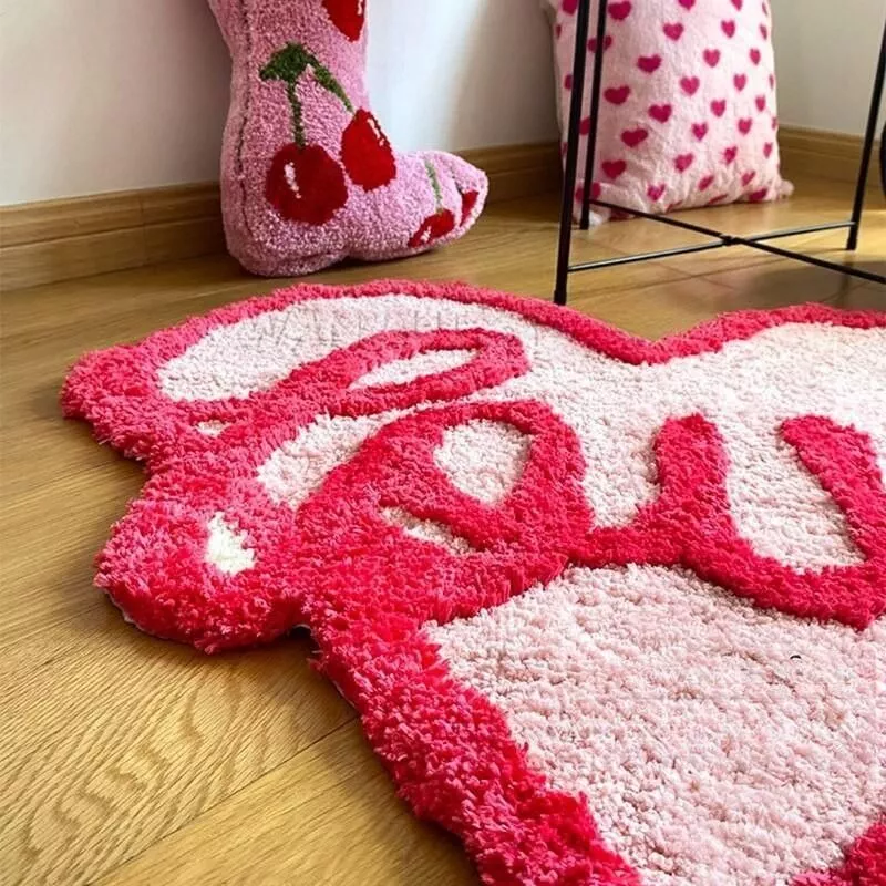 Heart Shape Rug Girl Bedroom Decorative Cute Pink Living Room Carpet Flocking Alfombra Fluffy Red Love Mat Tapete Tapis 러그 Y2K Heart Shape Rug Girl Bedroom Decorative Cute Pink Living Room Carpet Flocking Alfombra Fluffy Red Love Mat Tapete Tapis 러그 Y2K